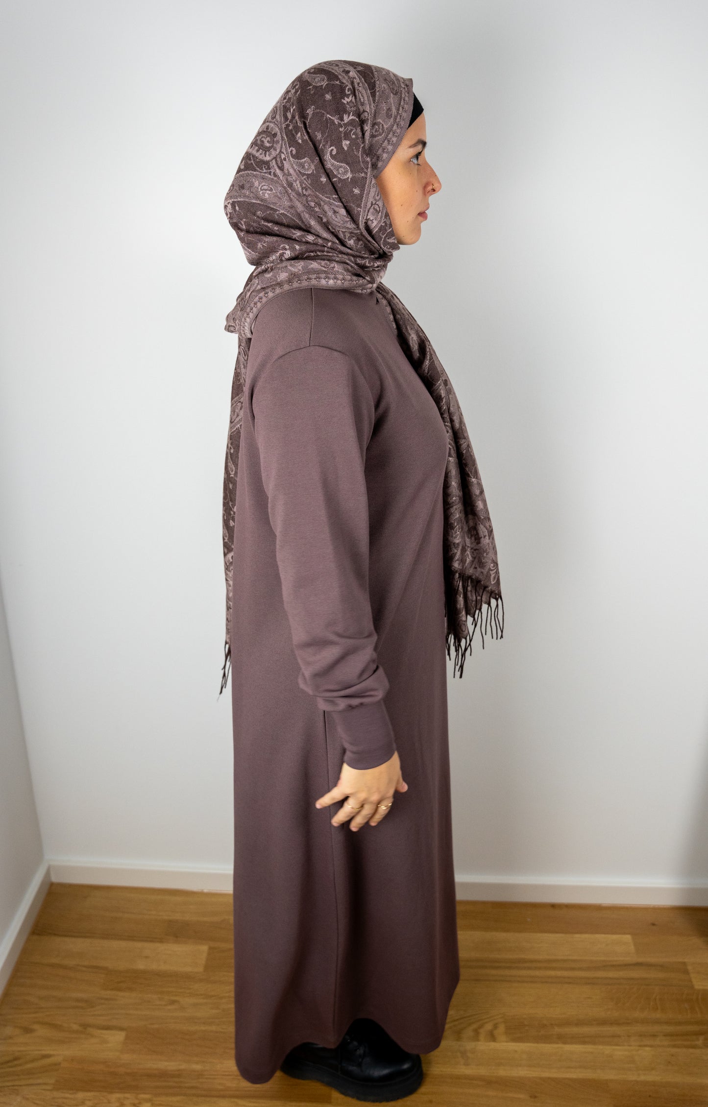Wide knit dress with turtleneck