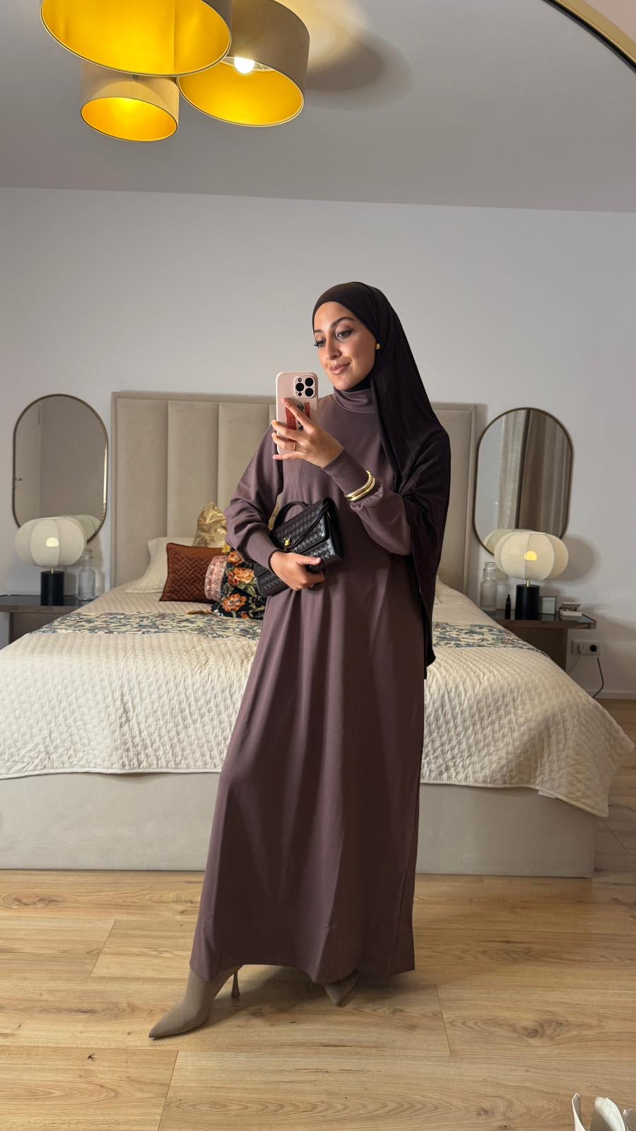 Wide knit dress with turtleneck